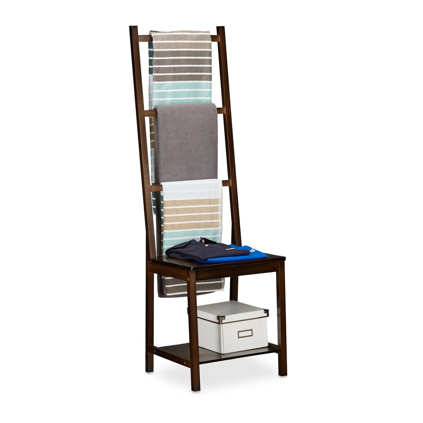 Towel hanger bamboo dark brown