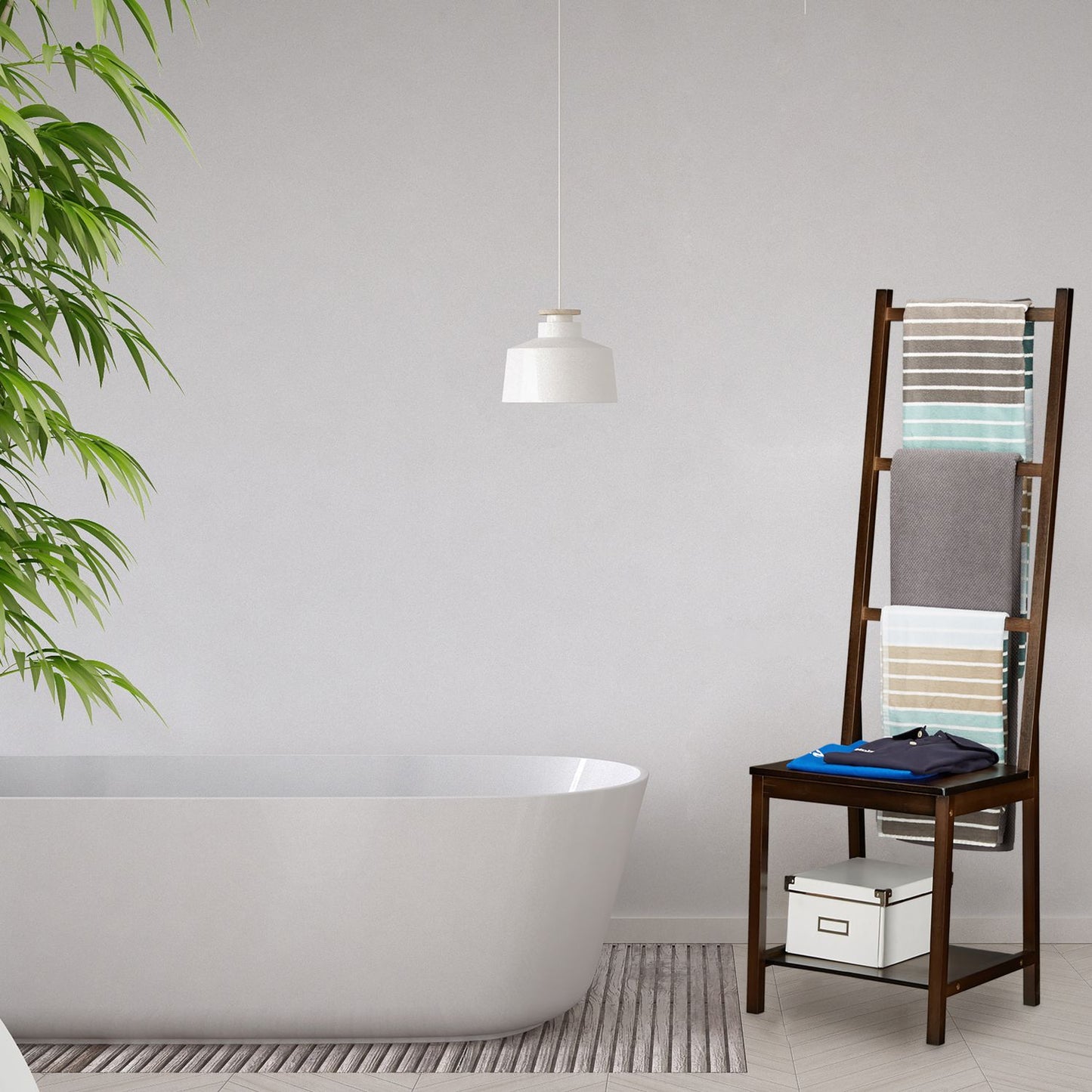 Towel hanger bamboo dark brown