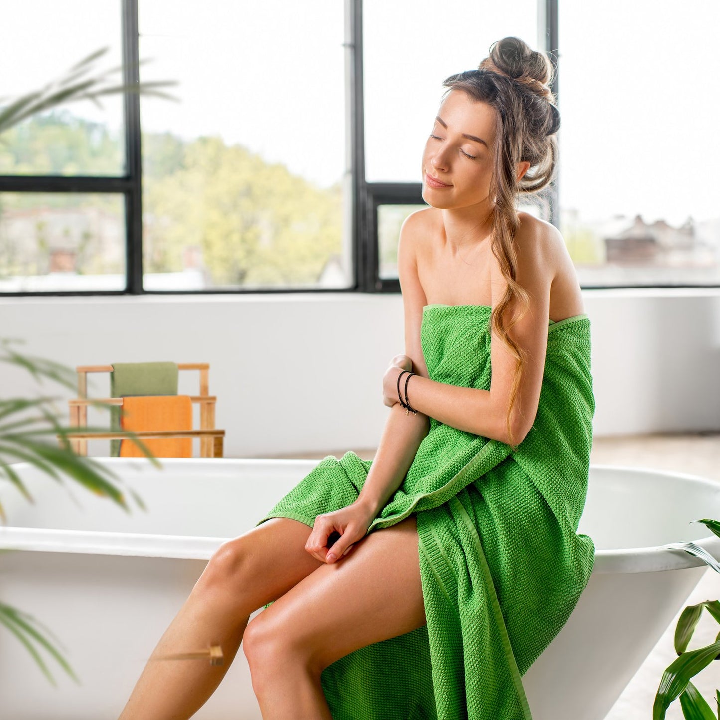 Towel hanger bamboo three bars