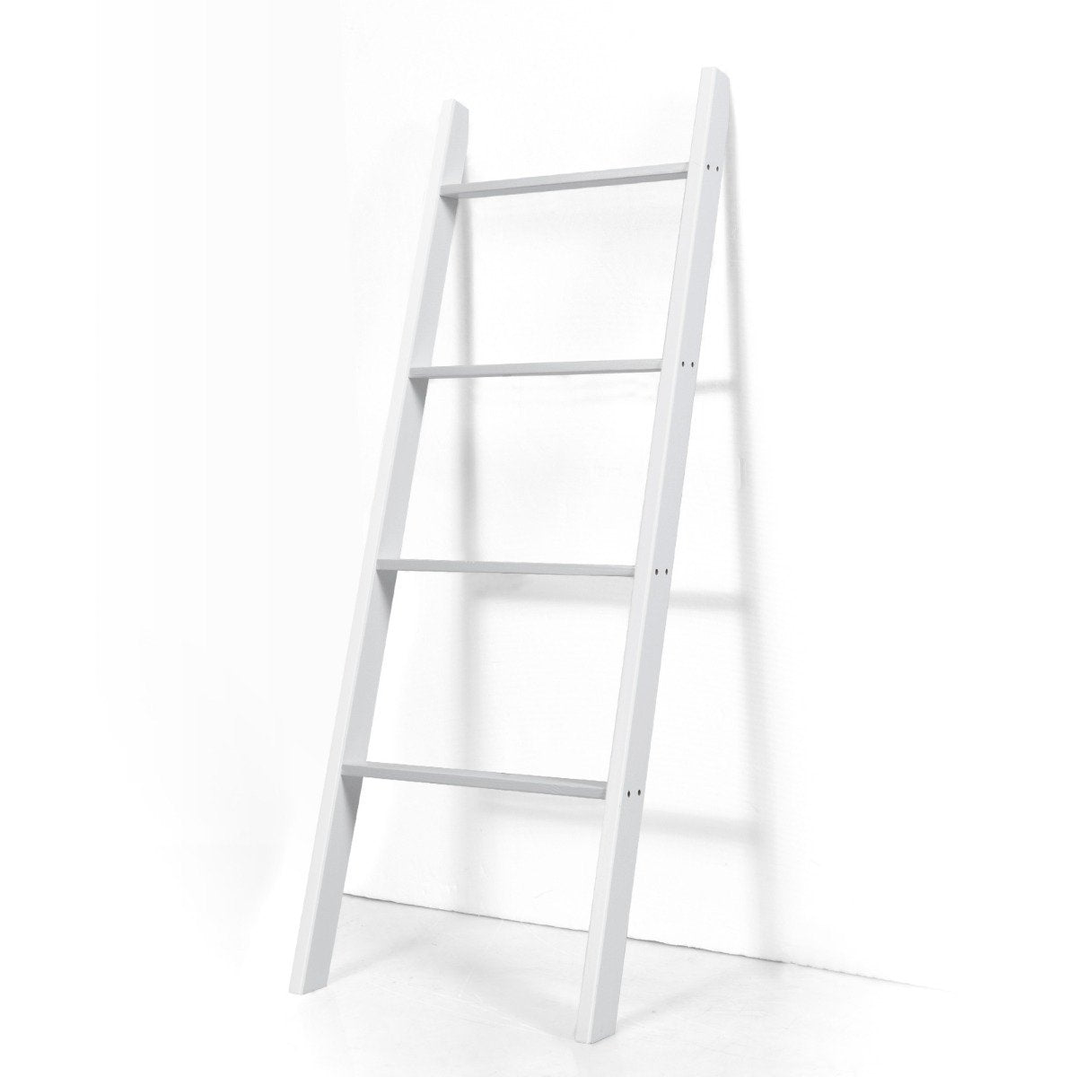 Towel holder 4-tier wooden ceiling ladder 50 x 7.5 x 137 cm white