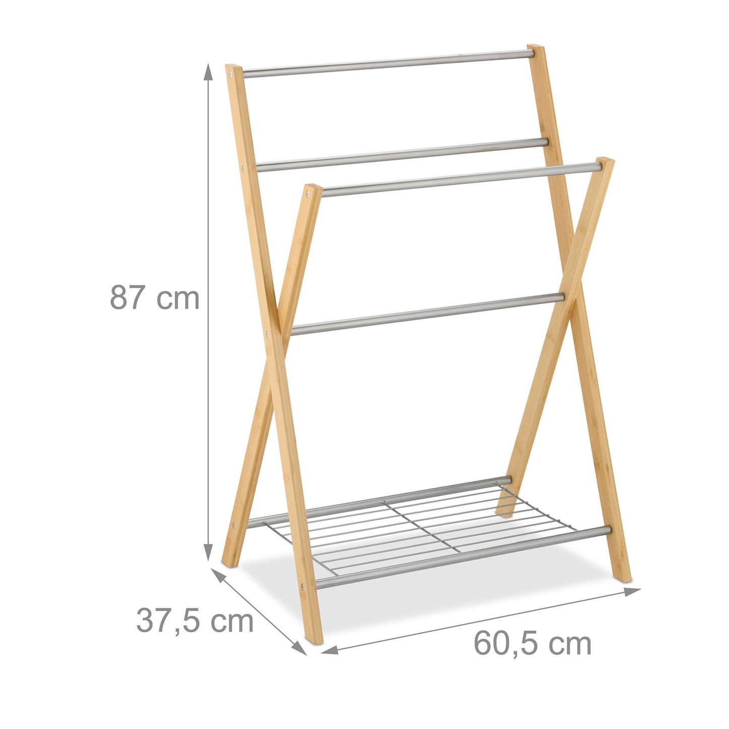 Towel holder with bamboo shelf