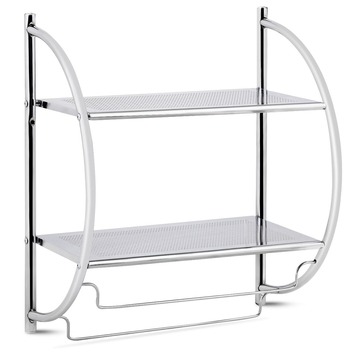 Towel rack bathroom wall towel rack bathroom shelf silver 45 x 25.5 x 55 cm metal