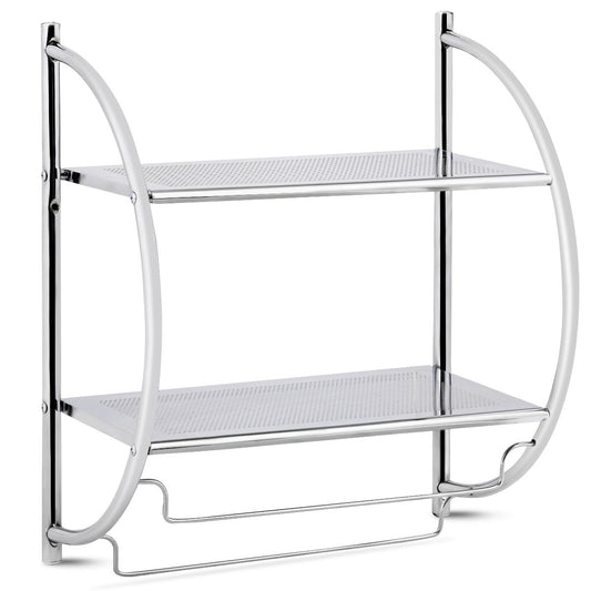 Towel rack bathroom wall towel rack bathroom shelf silver 45 x 25.5 x 55 cm metal