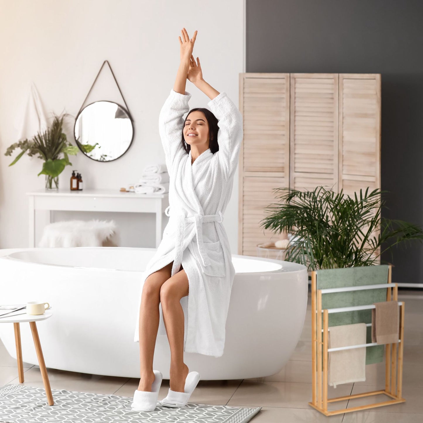 Towel rack in bamboo 6 bars
