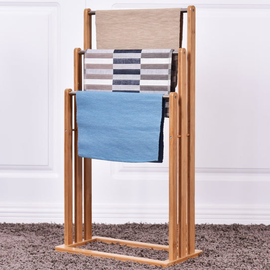 Towel rack, towel rack, standing towel rack, 3 bars, freestanding bamboo