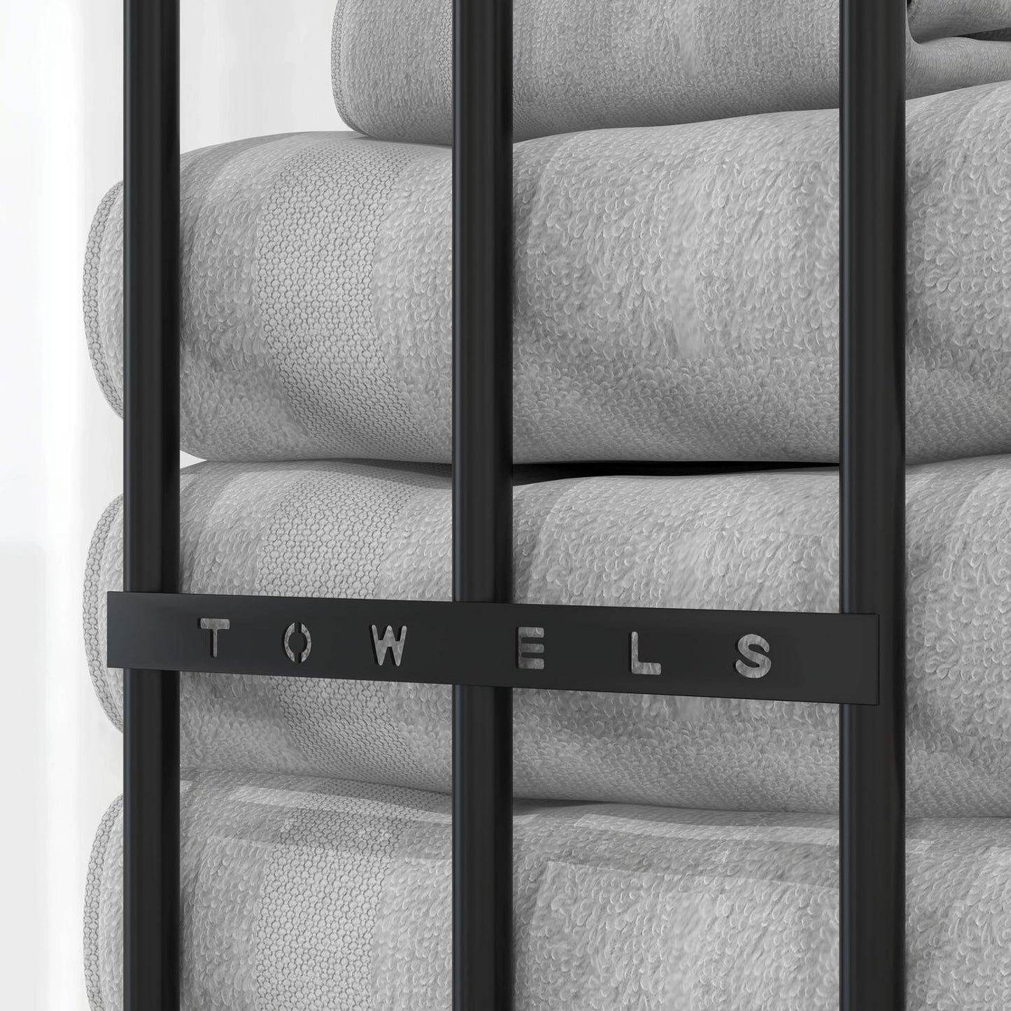 Wall-mounted metal towel rack for 6 large bath towels