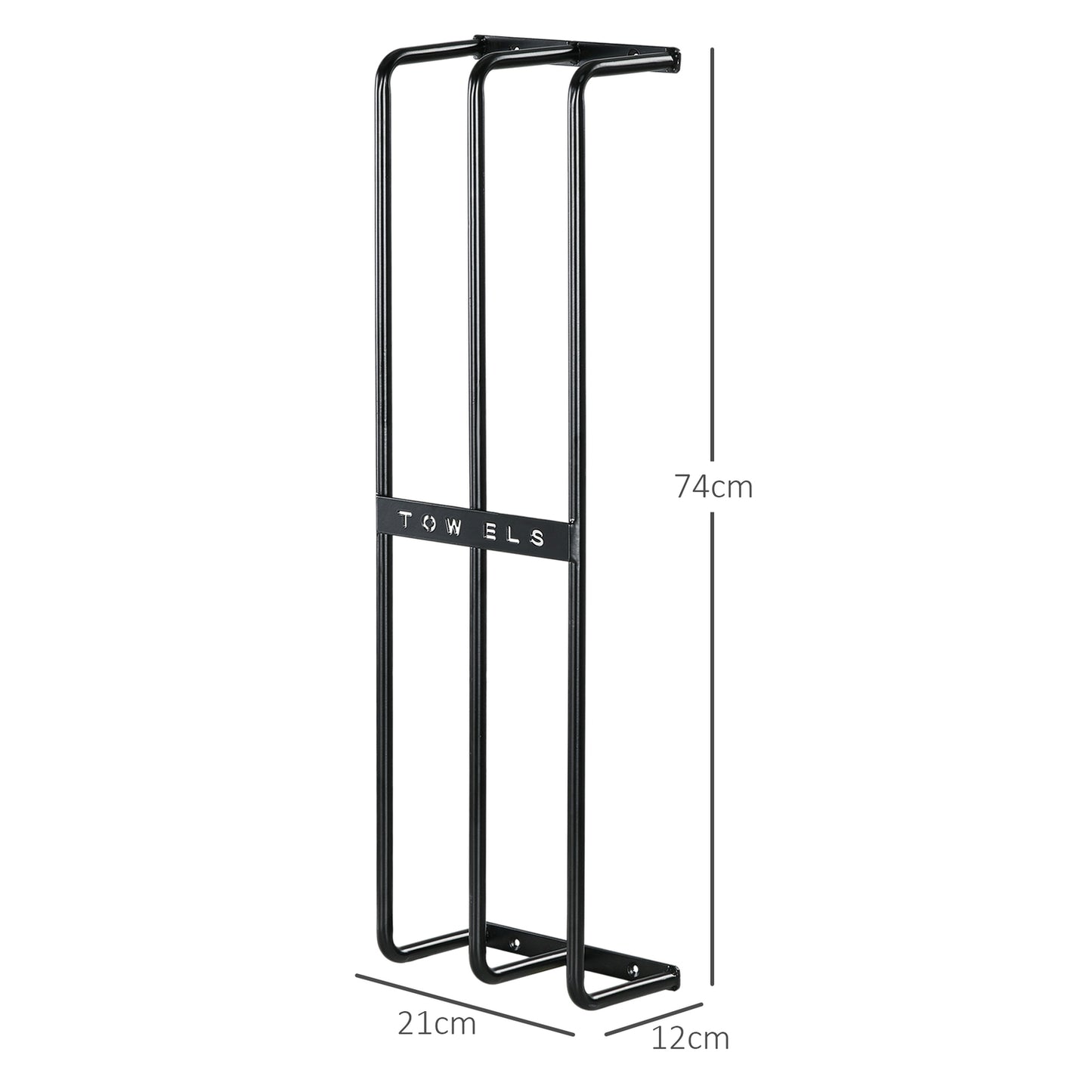 Wall-mounted metal towel rack for 6 large bath towels