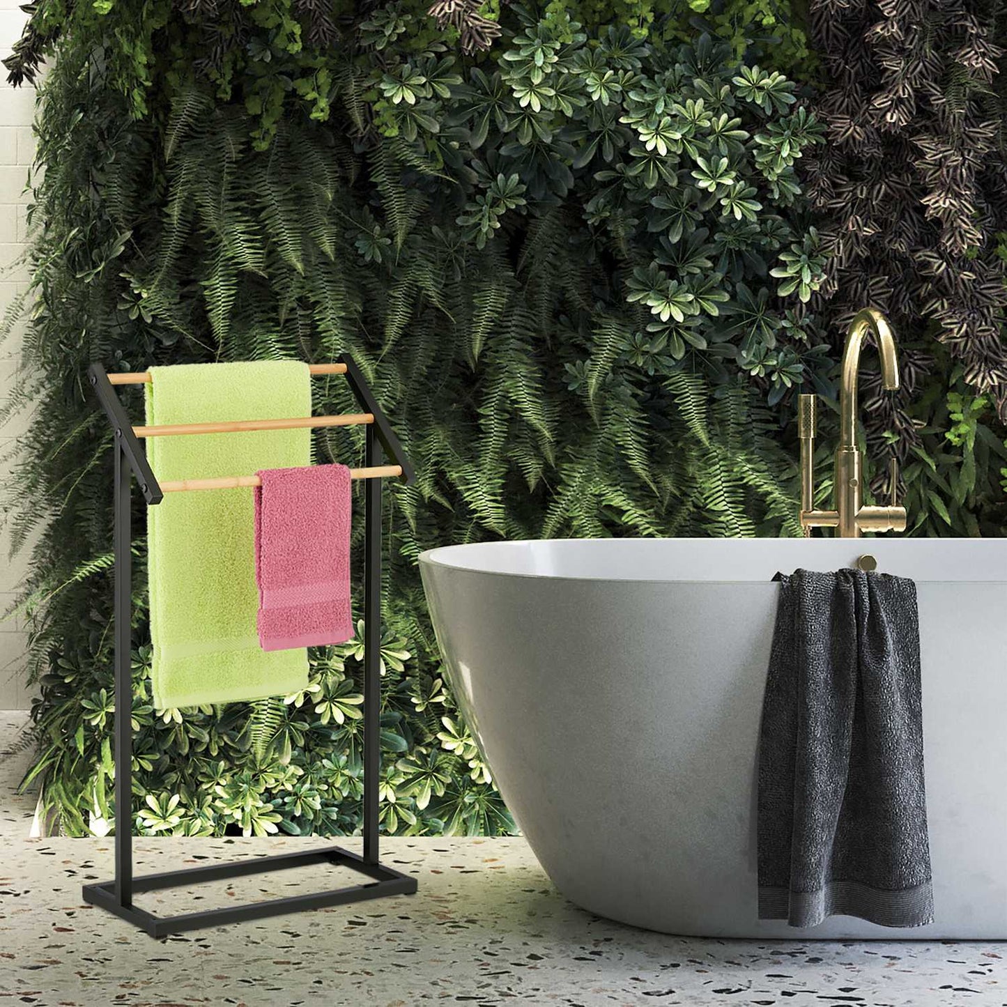 Towel rack with 3 rails