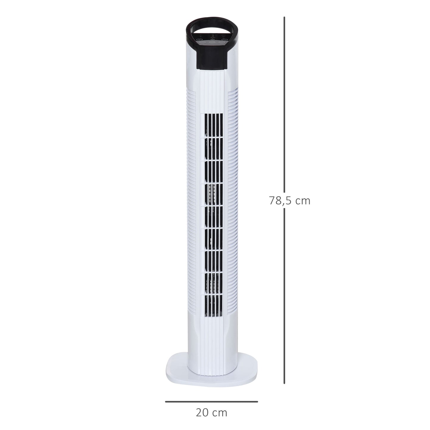 Tower fan with 70° oscillation, 78.5 cm, 50W power, 3 speeds, white
