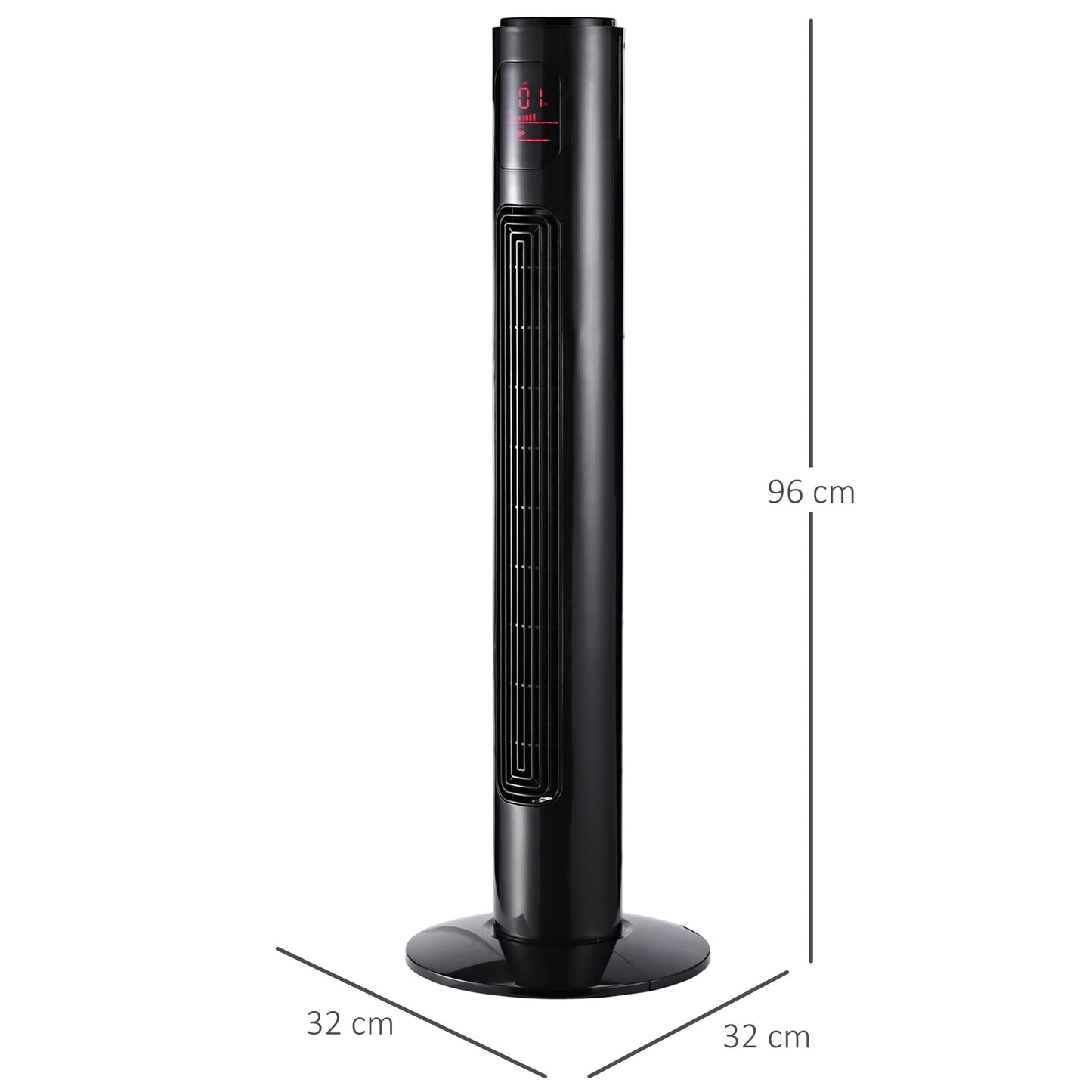 Tower Fan, Black, Remote Control, 3 Speeds, 70 Oscillation