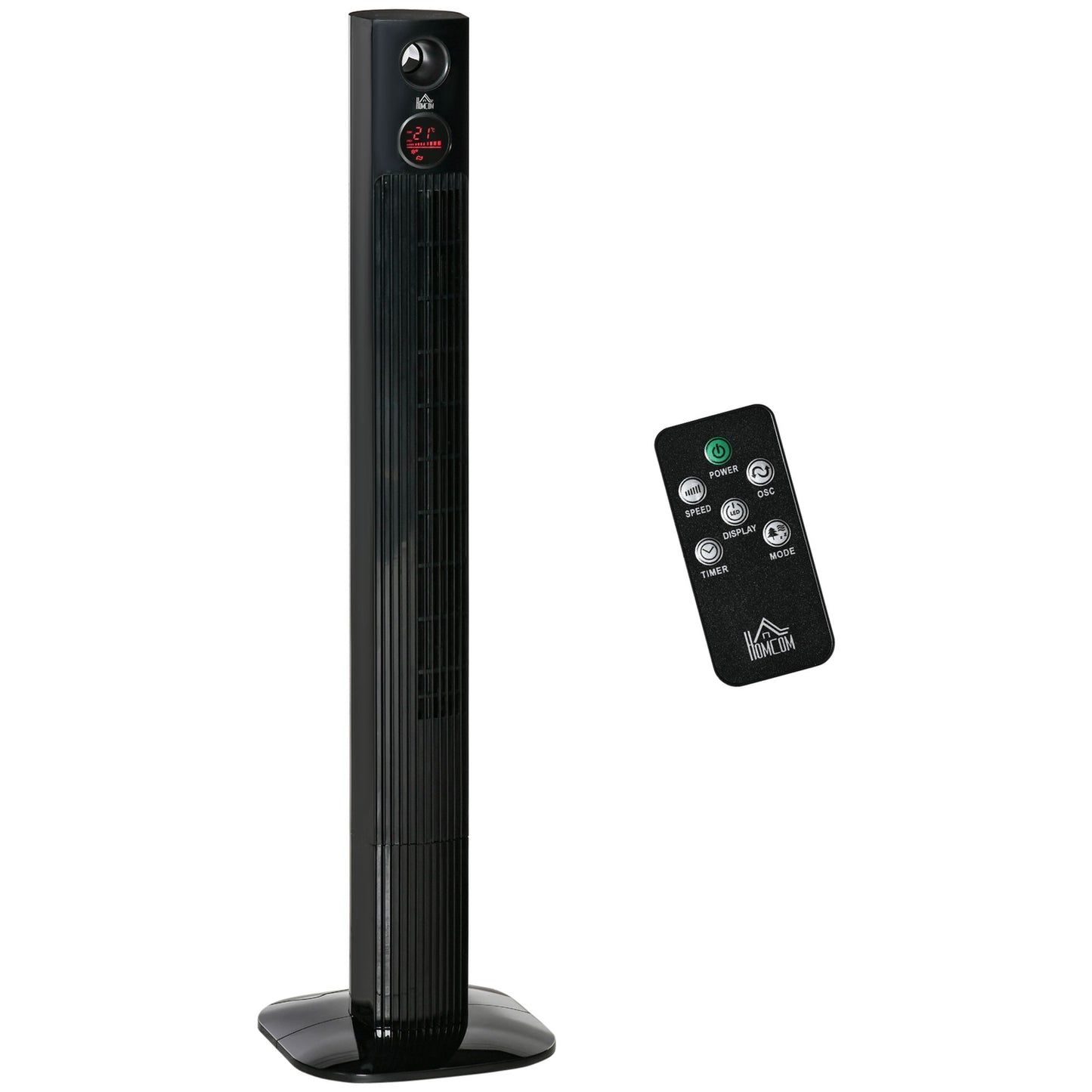 Tower fan with remote control, aroma diffuser, 3 speeds, black