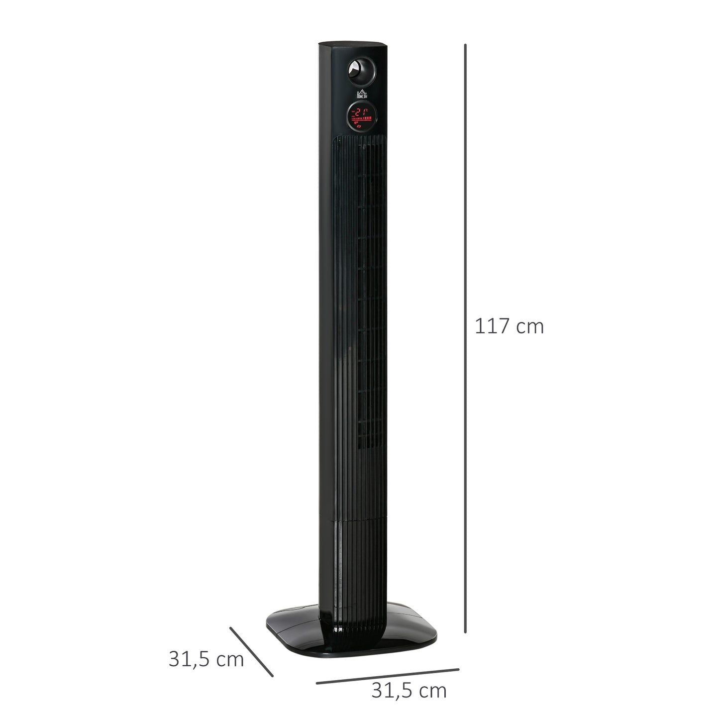 Tower fan with remote control, aroma diffuser, 3 speeds, black