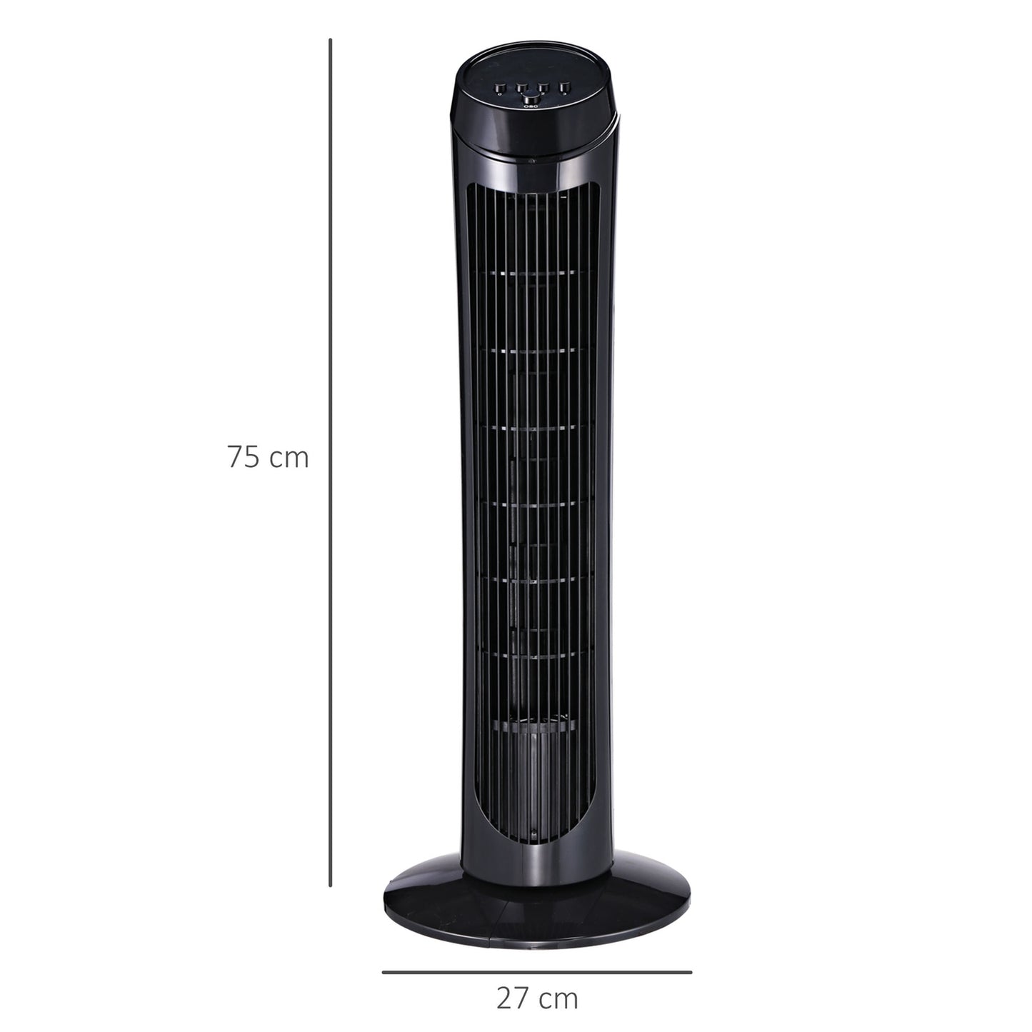 Tower pedestal fan, 3 speeds, 70° oscillation, 45W, black