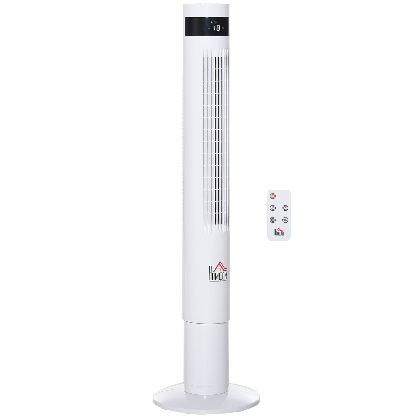 Tower fan with remote control, 85° oscillation, 3 speeds, white