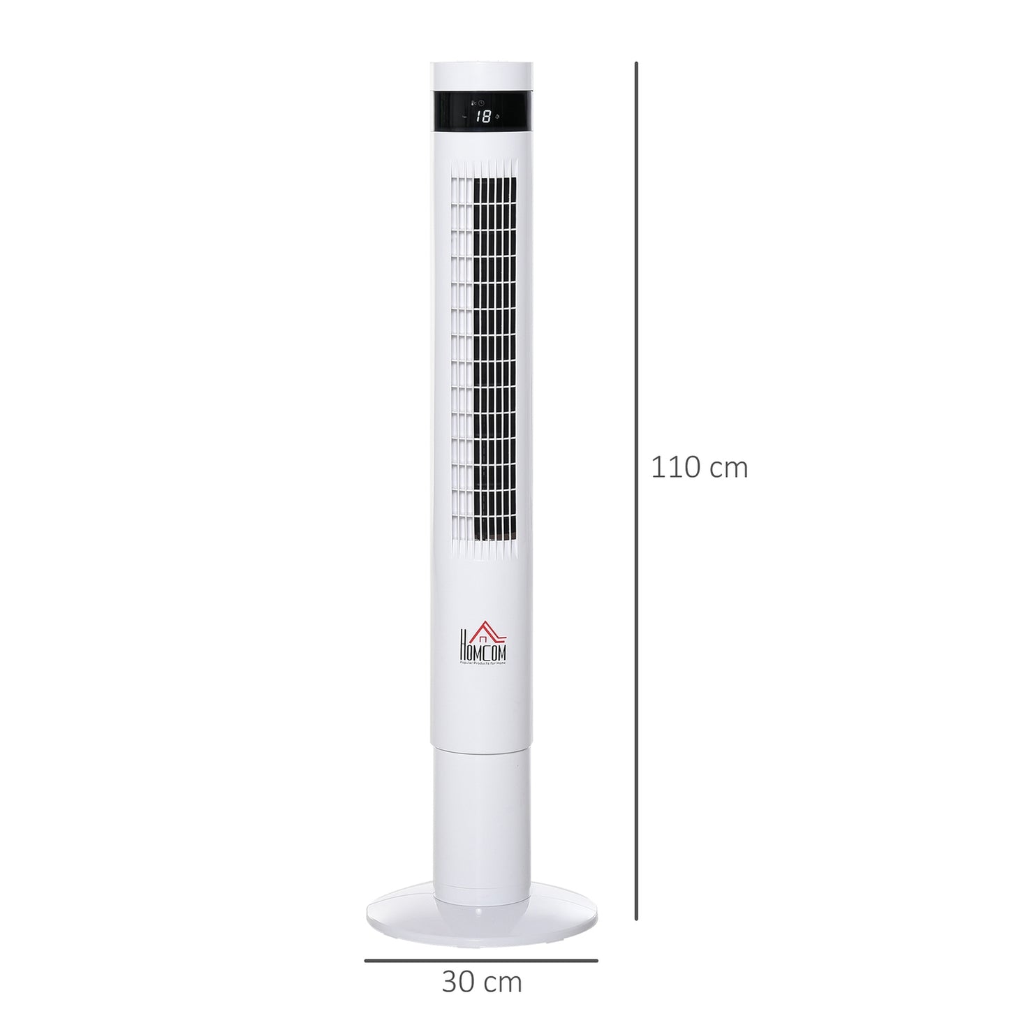 Tower fan with remote control, 85° oscillation, 3 speeds, white