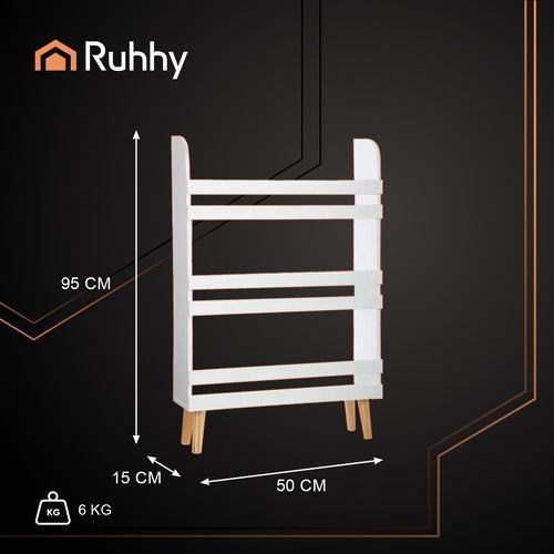 Toy Storage Bookshelf – 4-Tier, White Wood