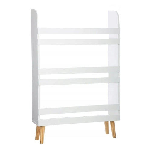Toy Storage Bookshelf – 4-Tier, White Wood
