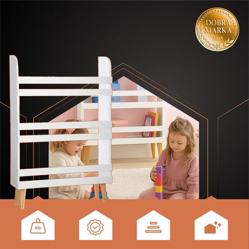 Toy Storage Bookshelf – 4-Tier, White Wood