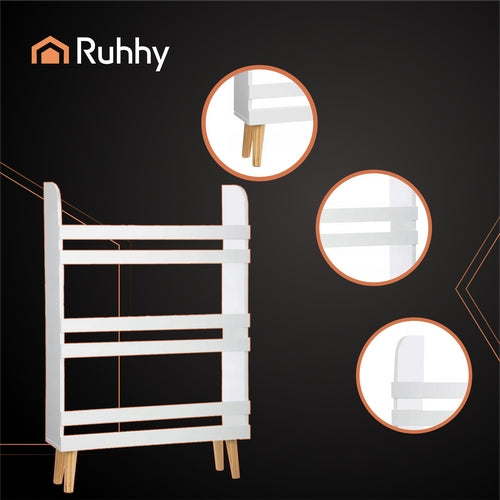 Toy Storage Bookshelf – 4-Tier, White Wood