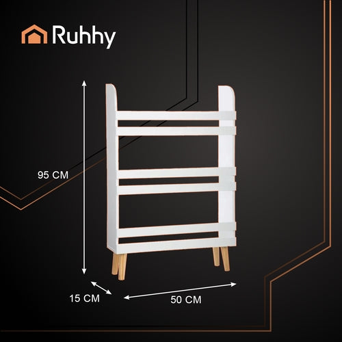 Toy Storage Bookshelf – 4-Tier, White Wood