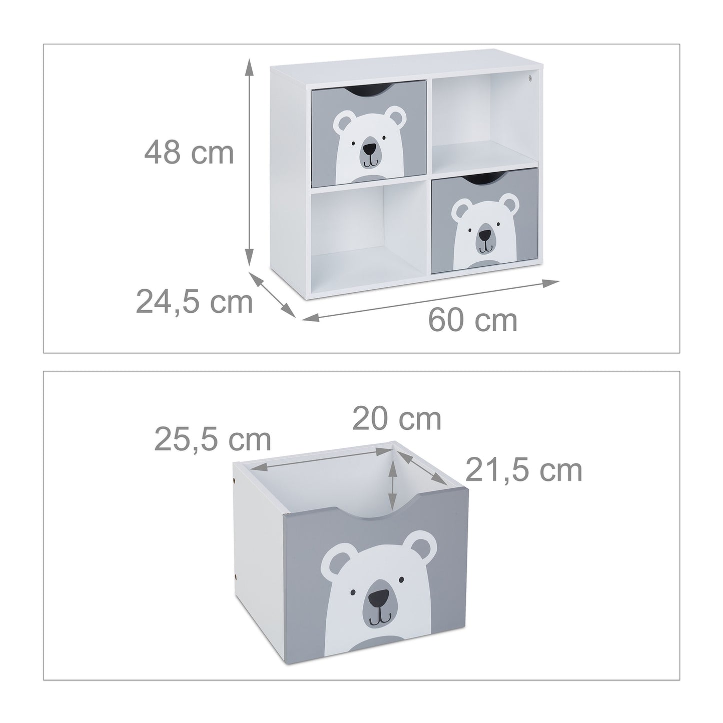 Toy Storage Shelf with 4 Compartments, Bear Design