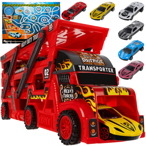 Toy Truck Set with 6 Cars and Launcher