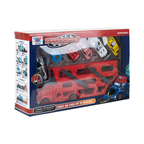 Toy Truck Set with 6 Cars and Launcher