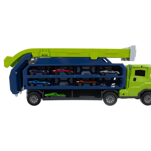 Toy Truck with Slide and 6 Metal Cars Set