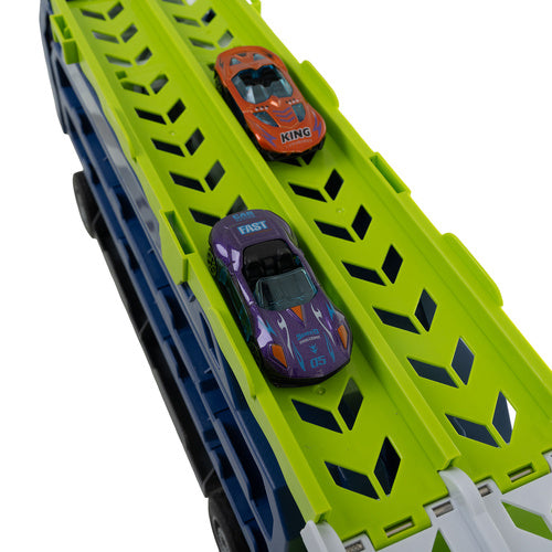 Toy Truck with Slide and 6 Metal Cars Set
