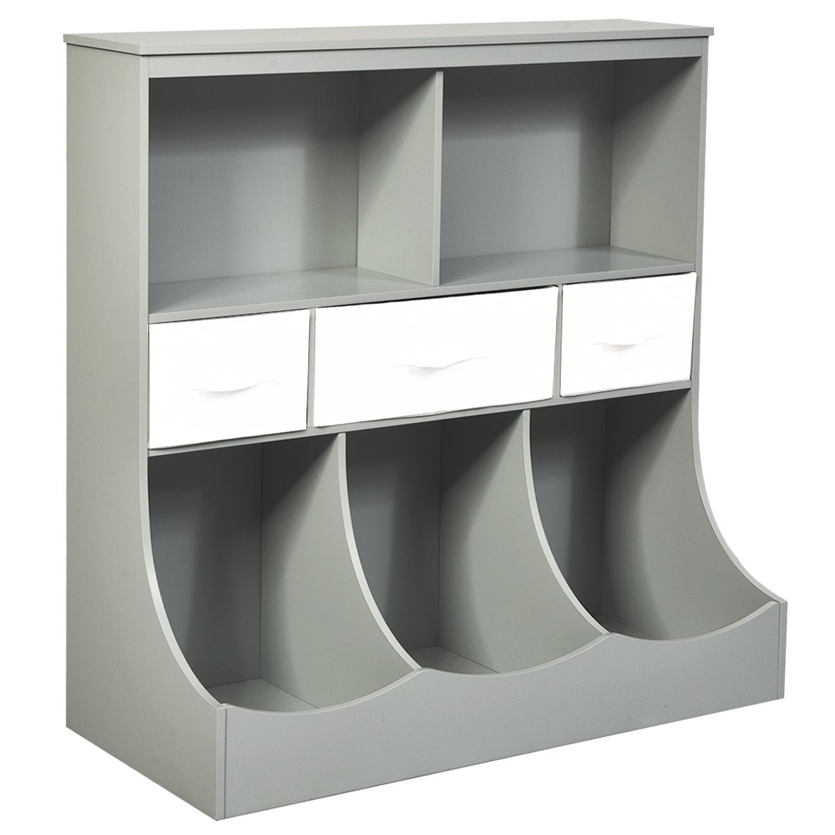 Toy shelf with 5 compartments & 3 drawers children's shelf toy organizer 93 x 40 x 94 cm gray