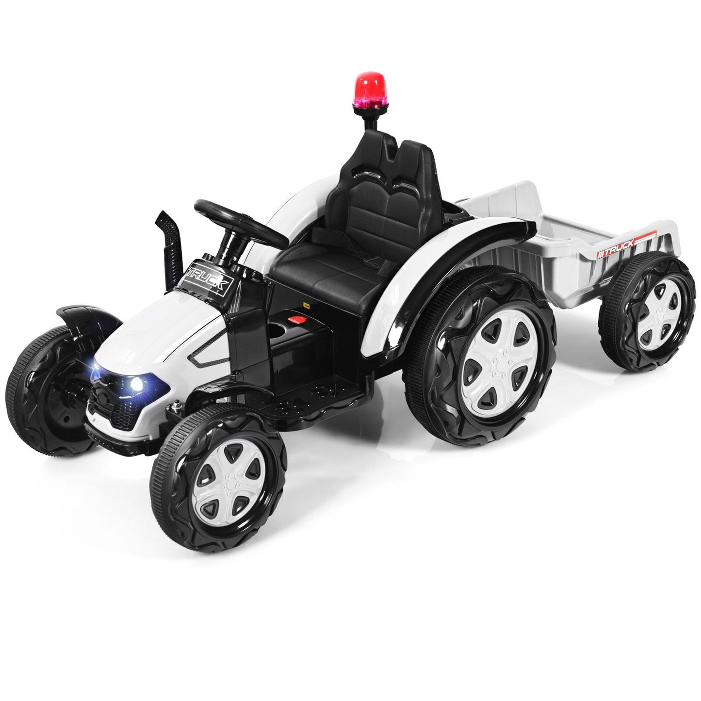 Toy tractor with trailer for children 12V ride-on tractor 151 x 68 x 70 cm white