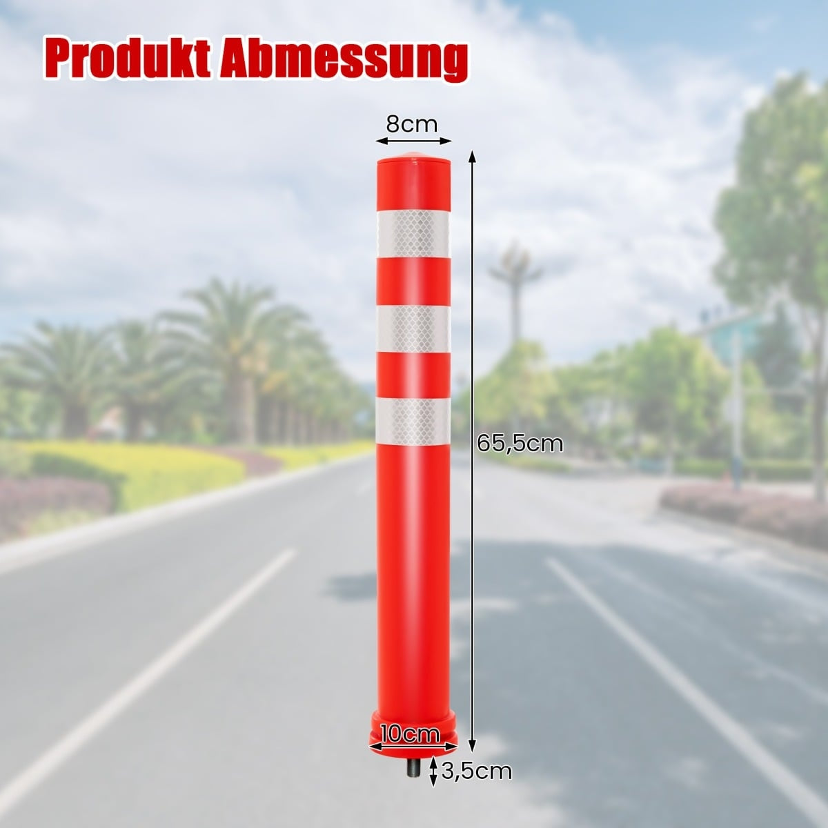 Traffic Safety Posts Set, Reflective, PU, 10-Pack, Ø8cm