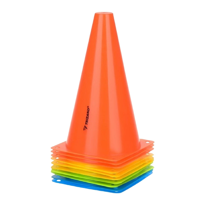 Training Cones 10 Pcs, 23cm, Flexible Plastic, Multi-Color