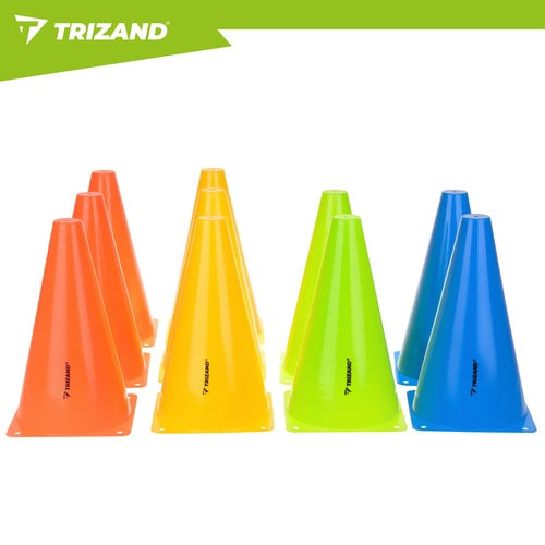 Training Cones 10 Pcs, 23cm, Flexible Plastic, Multi-Color