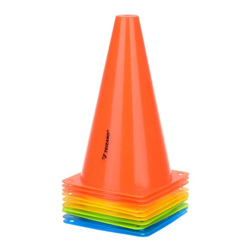 Training Cones 10 Pcs, 23cm, Flexible Plastic, Multi-Color