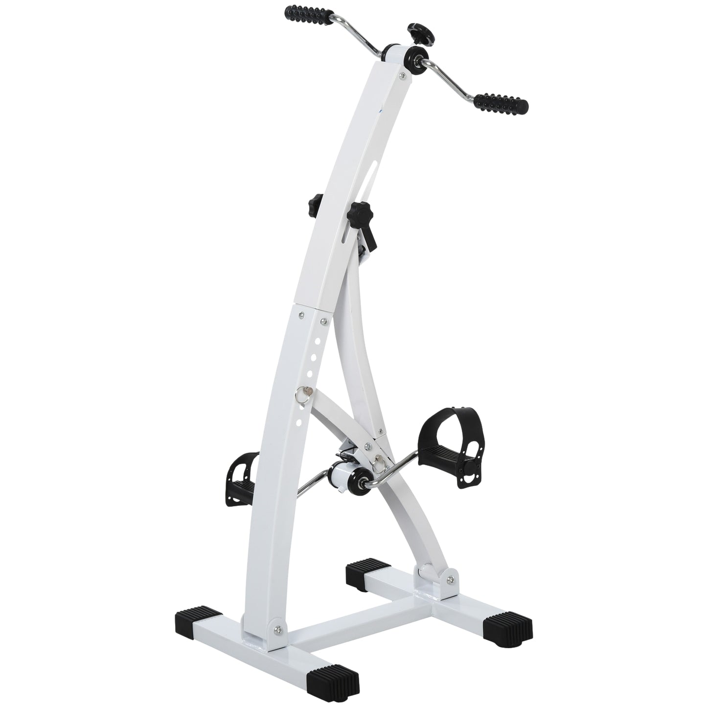 Training pedal trainer in steel for seniors, 40x42.5x100 cm, white