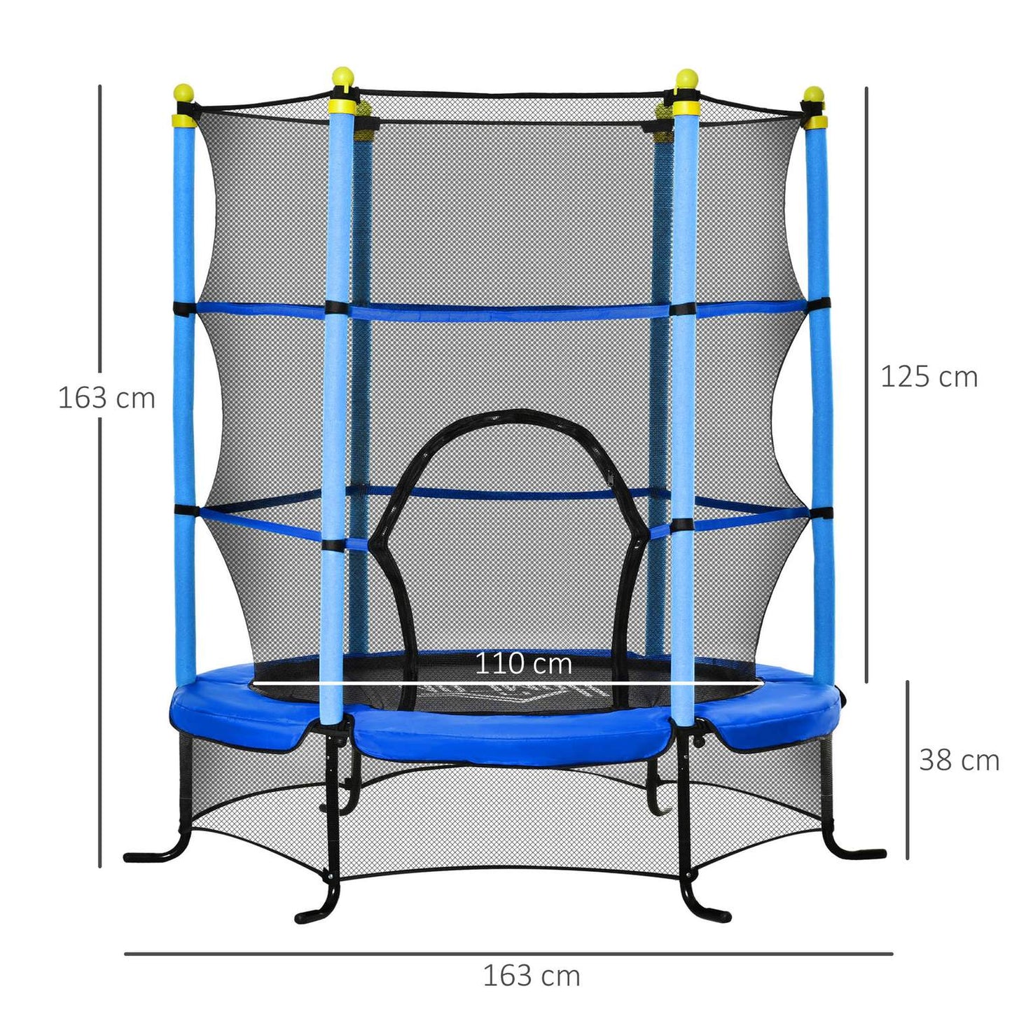 Children's trampoline 163 cm with safety net - steel blue