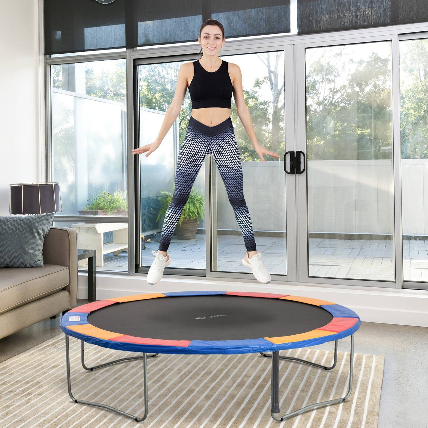 Trampoline Safety Net and Edge Guard, Colorful, 8-15 Ft