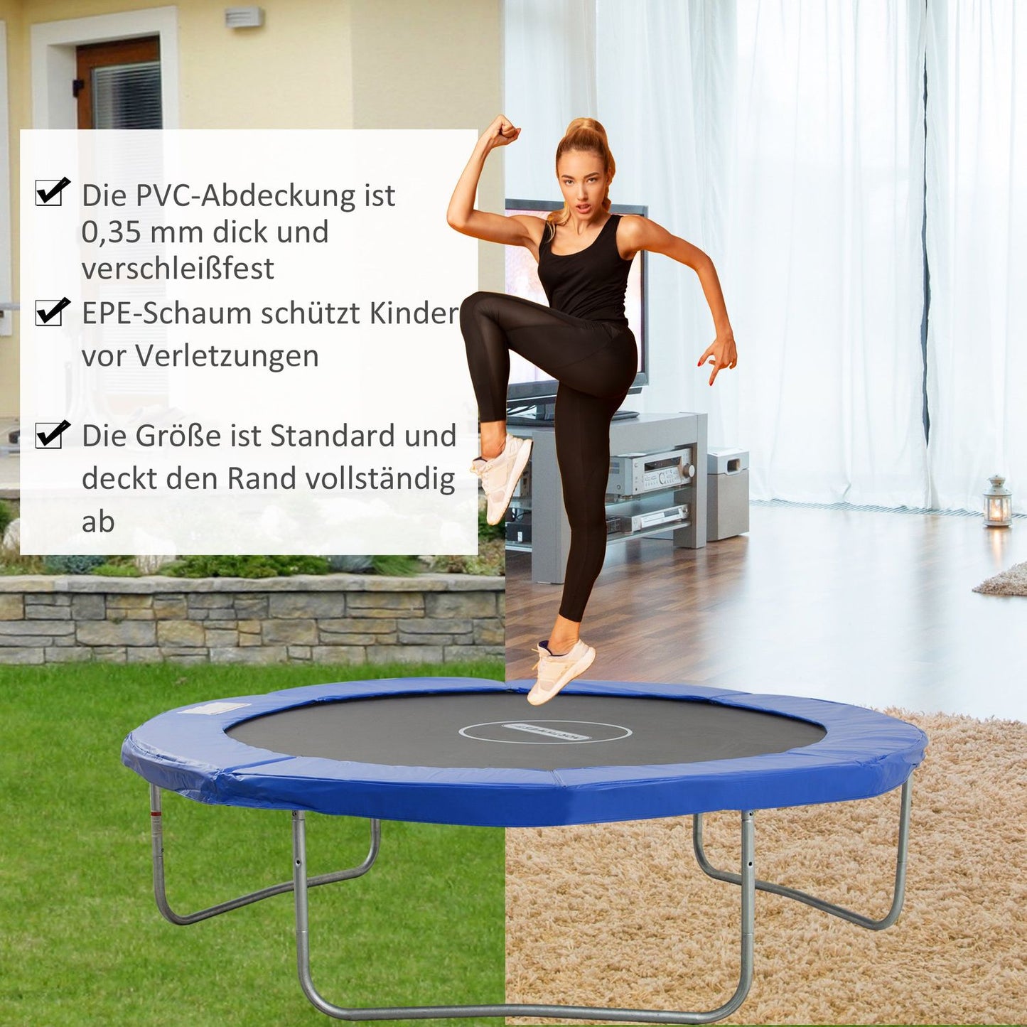 Trampoline Edge Guard & Safety Net, Weather Resistant, 8-15 Ft