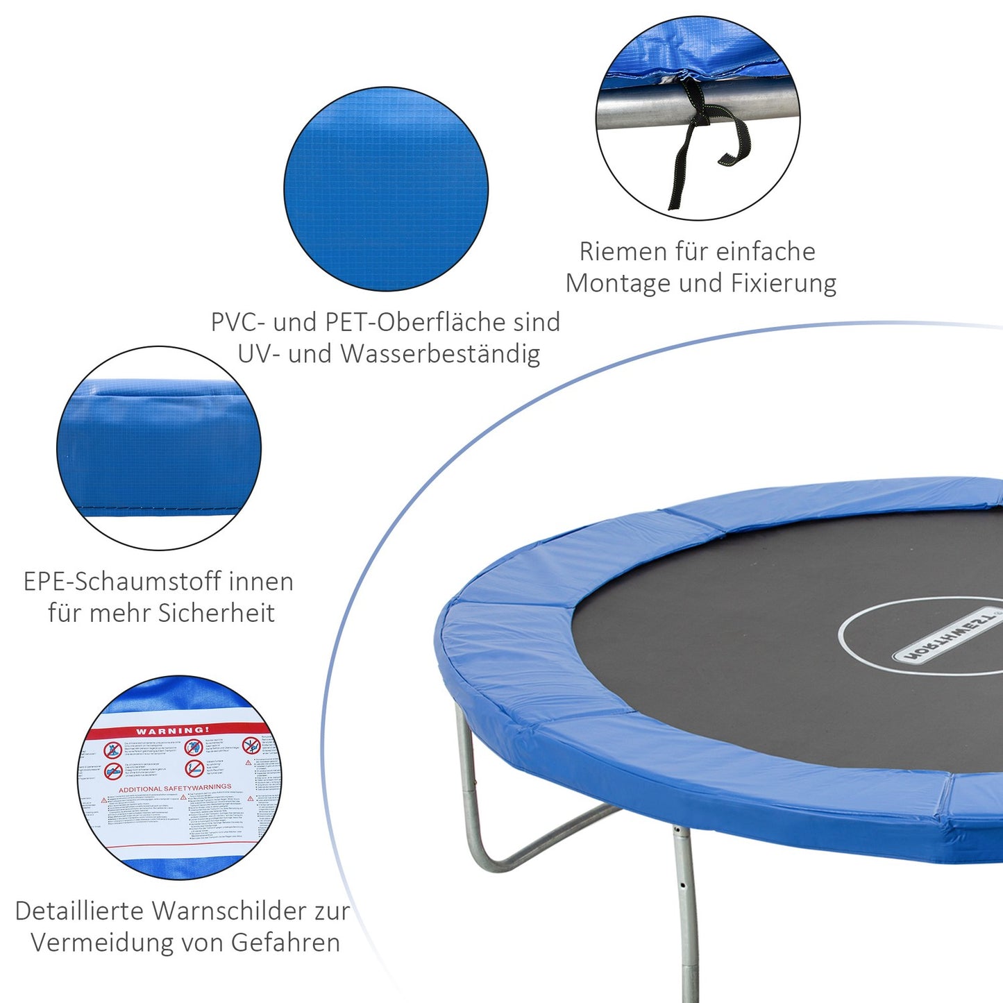 Trampoline Edge Guard & Safety Net, Weather Resistant, 8-15 Ft