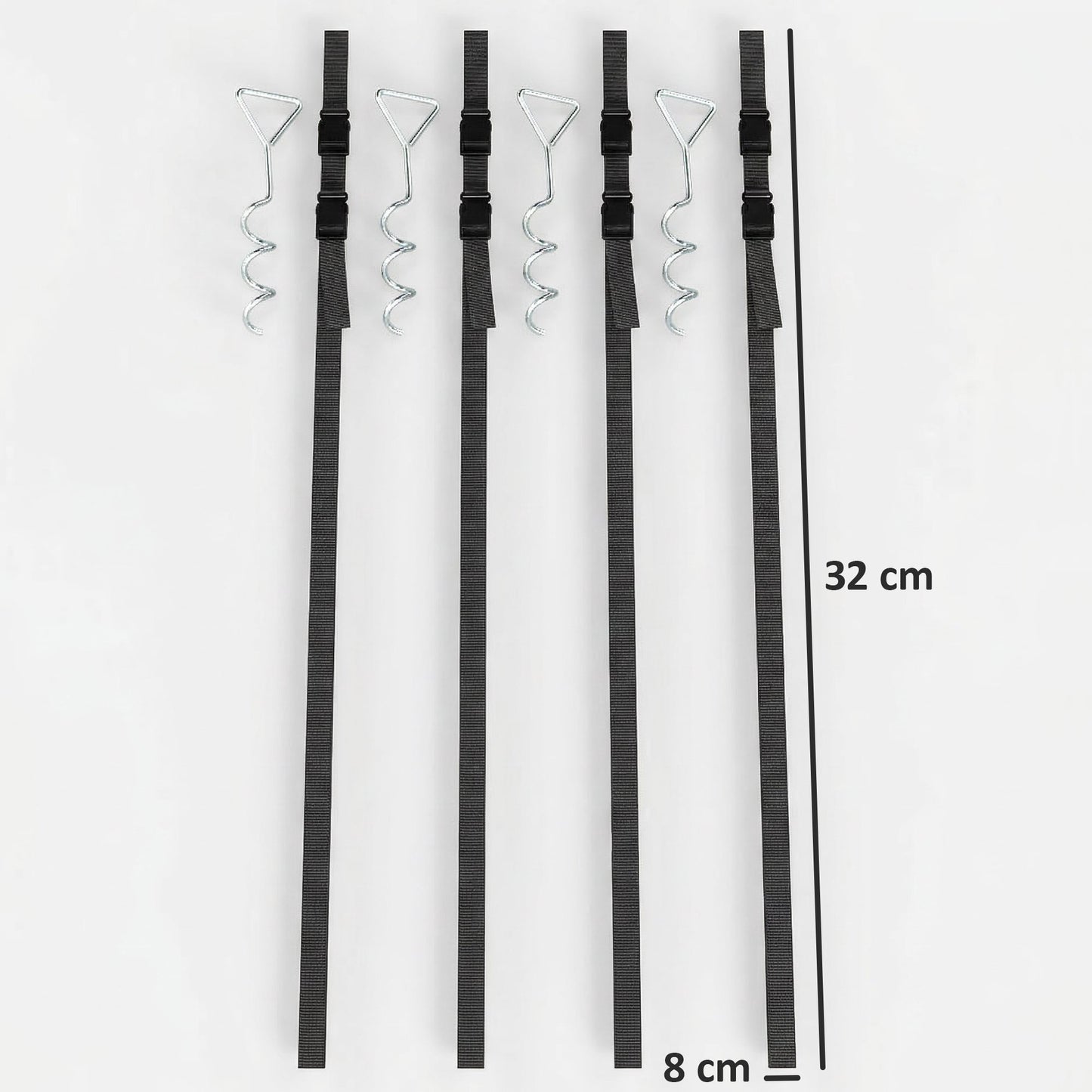 Trampoline Anchor Set, 4 Spiral Stakes, Adjustable Straps