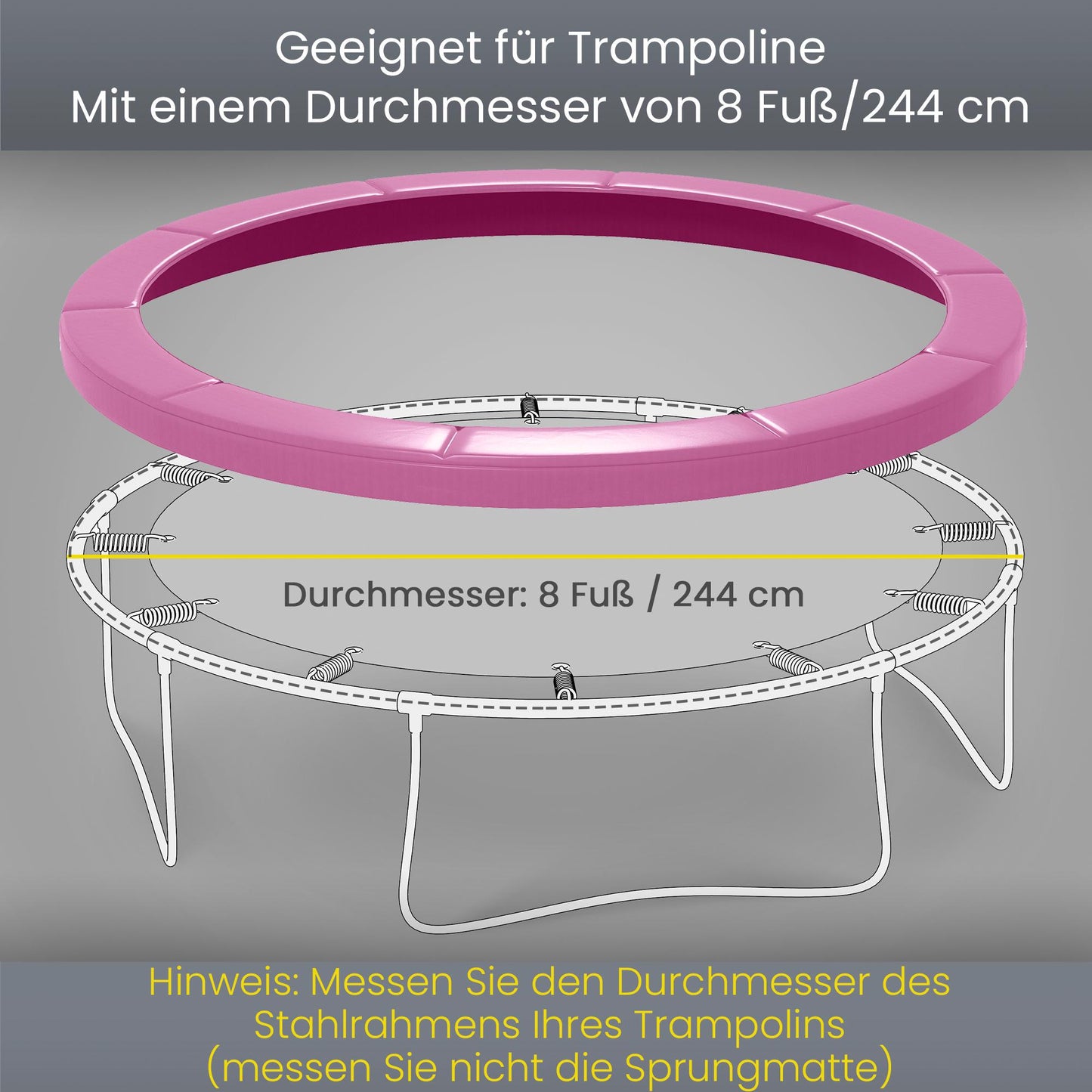 Trampoline Edge Cover, Waterproof, Tear-Resistant, 244cm, Pink