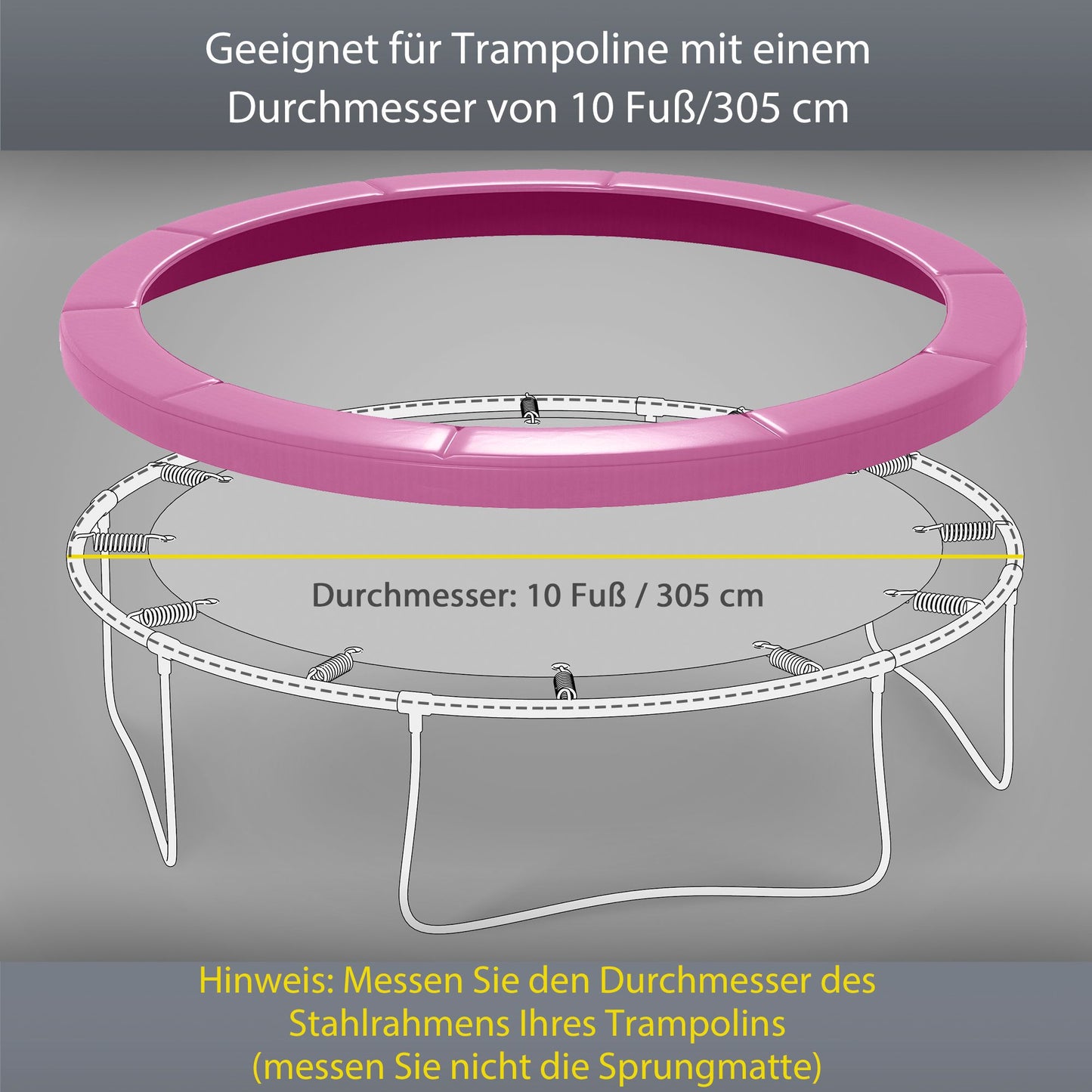 Trampoline Edge Cover, Waterproof, Tear-Resistant, Ø305 cm, Pink