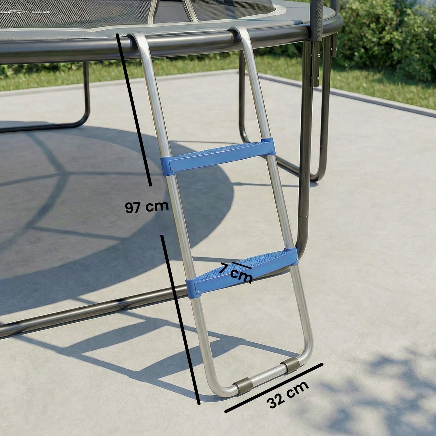 Trampoline Ladder 2 Steps, 150 kg Capacity, Blue