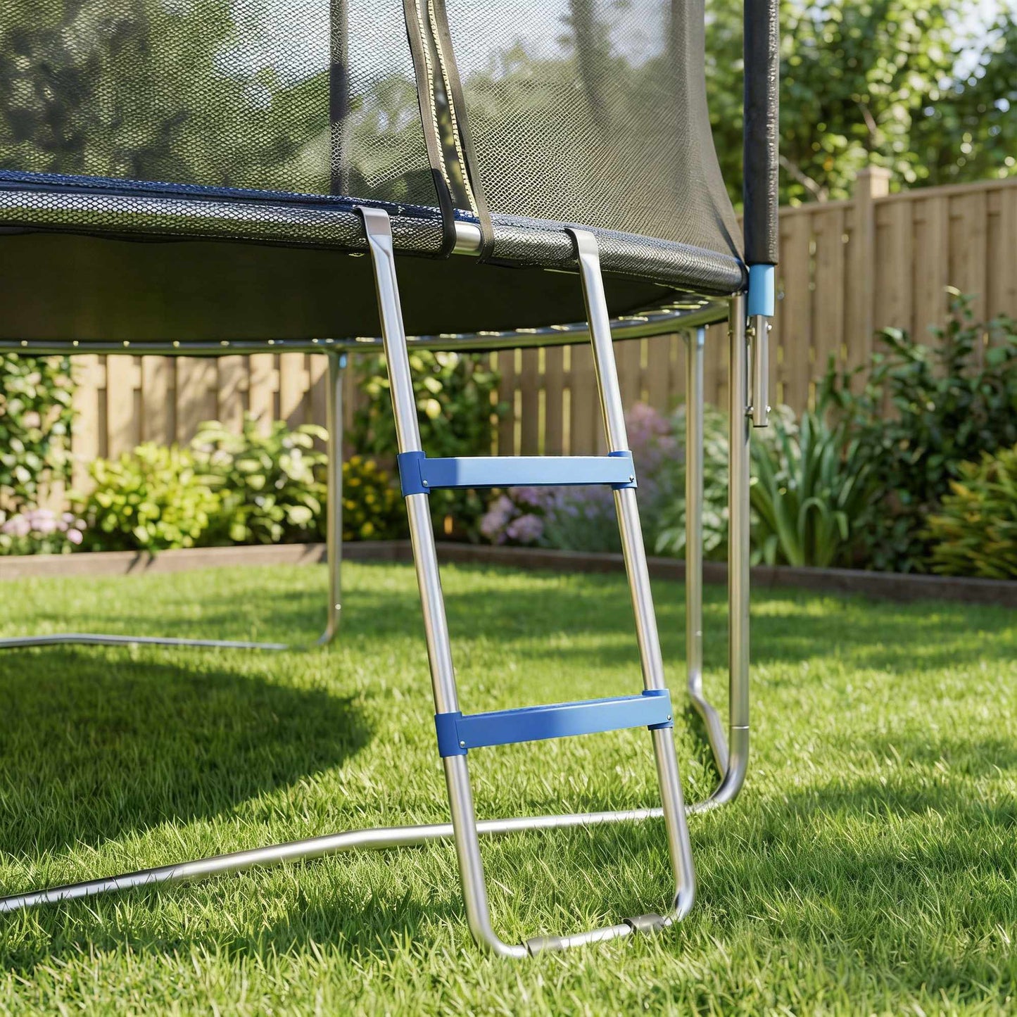 Trampoline Ladder 2 Steps, 150 kg Capacity, Blue