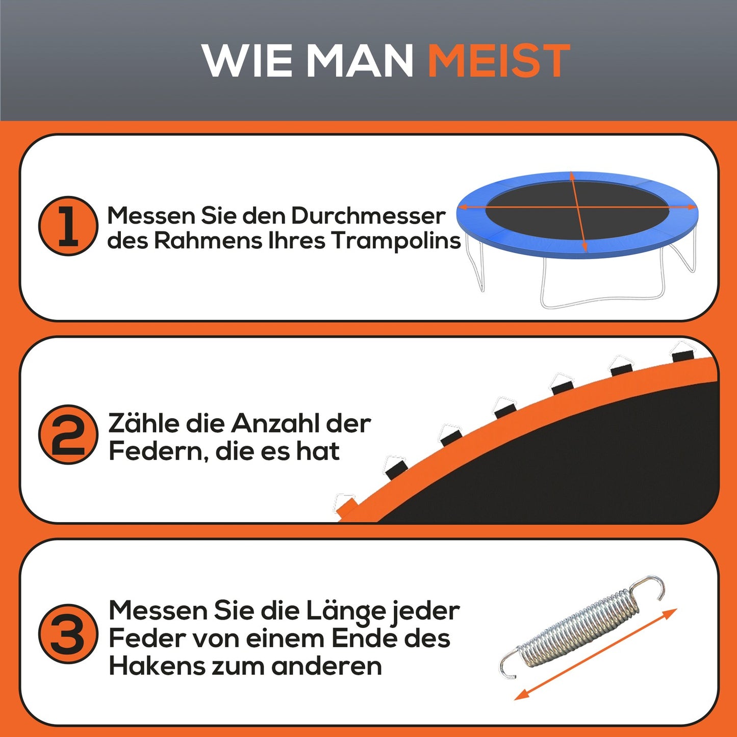 Trampoline Replacement Mat, Round, 3.66m, Polypropylene, Orange