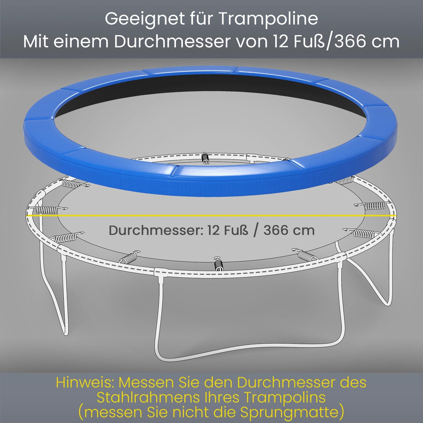 Trampoline Safety Pad, Waterproof, Tear-Resistant, Ø366 cm, Blue