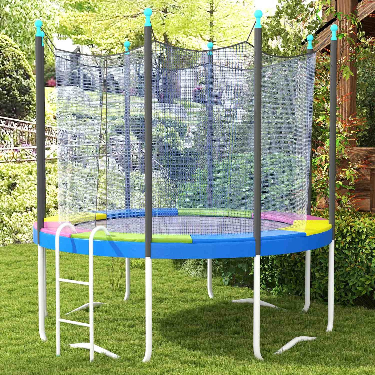 Trampoline edge cover Ø305 cm, colorful, weather-resistant & UV-protection, ideal for garden trampolines |.de