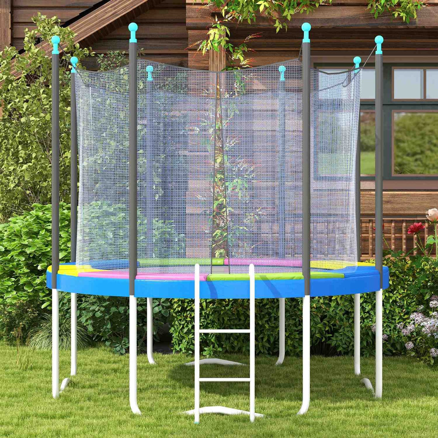 Trampoline edge cover Ø305 cm, colorful, weather-resistant & UV-protection, ideal for garden trampolines |.de