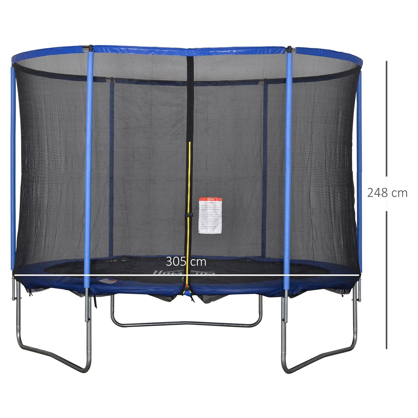 Fitness trampoline with safety net, blue/black, Ø305 cm